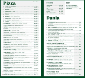 Karta menu – Grande Roma Cieplice – Pizzeria i Restauracja Jelenia Góra Menu 2026 – zdjęcie 1