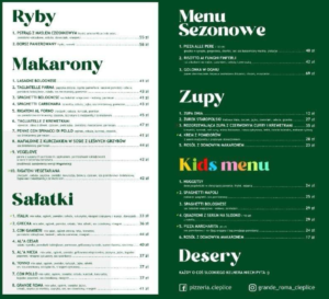 Karta menu – Grande Roma Cieplice – Pizzeria i Restauracja Jelenia Góra Menu 2026 – zdjęcie 2