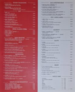 Karta menu – Dolce Vita