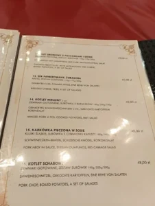 Karta menu – Restauracja Budka za rogiem Nad Potokiem