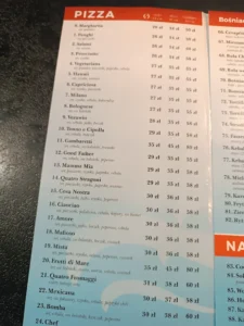 Karta menu – Dalmacja. Pizzeria – zdjęcie 1