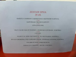 Karta menu – Restauracja Budka za rogiem Nad Potokiem