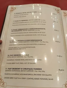 Karta menu – Restauracja Budka za rogiem Nad Potokiem