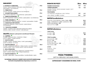 Karta menu – Pizzeria Molto Bene – zdjęcie 2