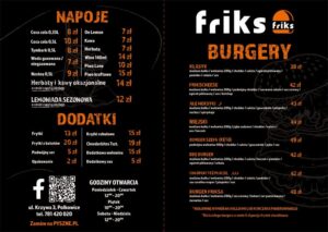 Karta menu – Friks Burger Jelenia Góra – zdjęcie 1