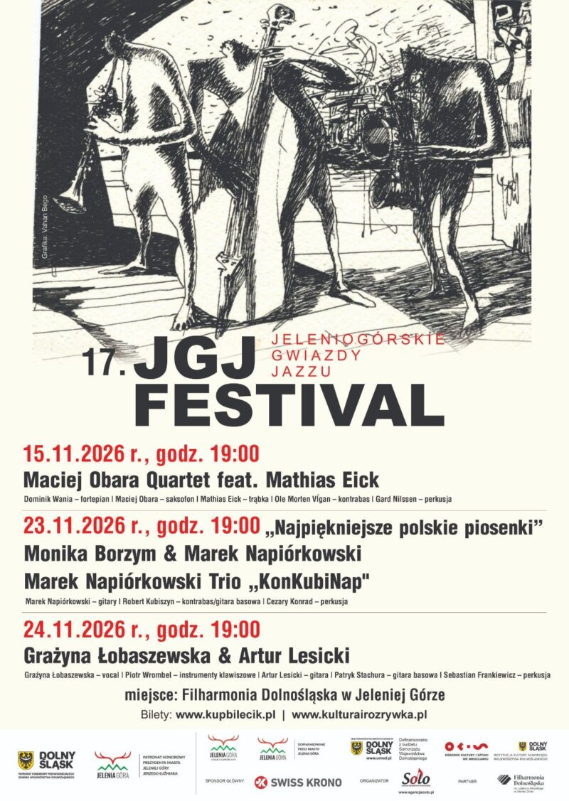 17. JGJ Festival 2026: Jeleniogórskie Gwiazdy Jazzu w Filharmonii Dolnośląskiej